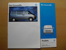 VW Bus T4 Caravelle Prospekt Modelljahr 1993 mit Preisliste
