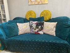 Sofa 3er Chesterfield grün/petrol - neuwertig
