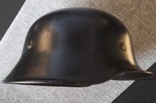 ALTER STAHLHELM POLIZEI FEUERWEHR HELM HÖING CÖLN POLIZEIHELM SCHWARZ WEHRMACHT 