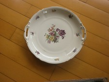 Vintage Retro Dekorations Porzellan Servier Teller Schale rund Blumen Muster