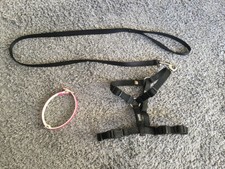 ANIONE GESCHIRR Gr. S + HUNTER LEINE HUND schwarz + HALSBAND pink Strass, NEUW.