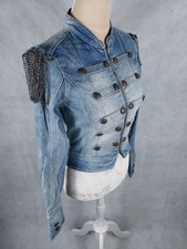 ? ONLY Jeansjacke ? Jacke Blazer Denim Damen Gr. 36 S blau Ketten Zierknöpfe 