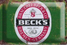 Becks Bier Blechschild gewölbt 20x30cm Retro Nostalgie Vintage Geschenk Deko