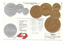 Geprägte Münze Postkarte - Währung von Siam