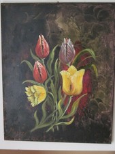 Bild  Ölgemälde Tulpen Wanddeko Kunstwerk Leinwand auf Keilrahmen   vom Künstler