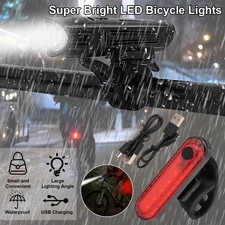 LED Akku Fahrrad Beleuchtung Set 400LUX Licht Lampe Scheinwerfer Rücklicht
