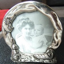 SELTENE, VINTAGE SILBERSZENEN VERSILBERTER MINI FOTORAHMEN - SCHLAFKIND usw.