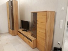 Wohnwand Kernbuche massiv mit Regale und Schubladen - gebraucht