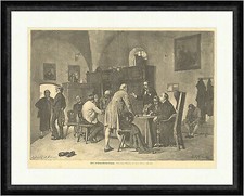 Eine Kirchenvorstands Sitzung Kulle Männer Stühle Bank Tische  Faksimile_E 6820