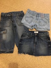 Mädchen Shorts Kurze Hose Jeansrock Jeansshorts Jeansbermuda Sommer Rock Gr.128