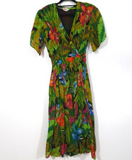 Phool Vintage Sommer Wickelkleid hell Dschungel Print UK 10