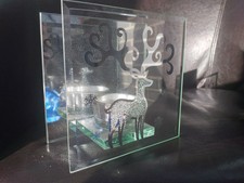 FESTLICH...SPIEGEL...GLAS..HIRSCH...KERZENHALTER..TEELICHT...WEIHNACHTEN..WINTER..KERZE