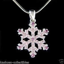 Lila Schneeflocke mit Swarovski Kristall Süß Schnee Xmas Schmuck Halskette Neu