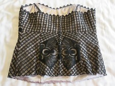 Signature NEXT Fab Schwarz Spitze Stickerei Lattice Zip in Korsett Camisole UK 12