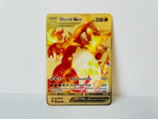 Pokemon Karte Glurak Vmax Charizard DEUTSCHE Sprache Gold Metall TOP Qualität 