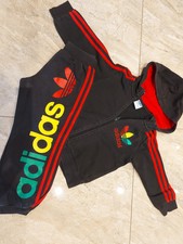 adidas Jogginganzug Sweatjacke Jogginghose 110 Teile neuwertig schwarz RARITÄT