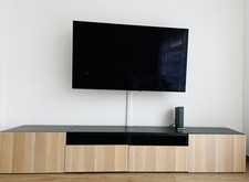 TV-Lowboard - Schwarz/Holz , 240x40x40 cm