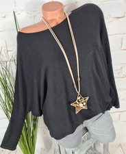 NEU ITALY BUTTERWEICHER FEINSTRICK PULLOVER PONCHO FLEDERMAUS ANGORA SCHWA 36-42