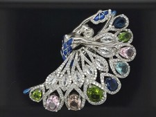 *SCHMUCKJAGD* BROSCHE "TÄNZERIN BLAU" RHODINIERT MIT ZIRKONIA