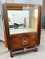 tolle Vitrine Barschrank Jugendstil Palsisander Intarsien Messing Design Zimmer