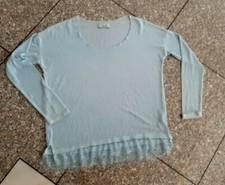 tunika langarm shirt 42 L blau glitzer m. spitzensaum v select touch italy