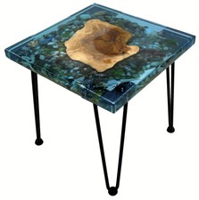 Epoxidharz Beistelltisch Tisch Epoxy Resin Olivenholz Couchtisch Massivholz Neu