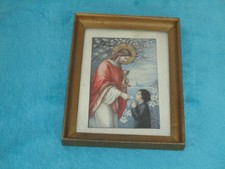 altes Heiligenbild  Jesus bei der Kommunion  im Bilderrahmen