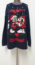 Dicker Strickpulli ?MICKEY MOUSE/ CHRISTMAS Damen Gr.L-XL ACRYL Blau Gebraucht