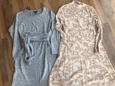 zwei Damen-Kleider  Herbst/Winter Gr. M / 38-40 beige/hellgrau Knielang