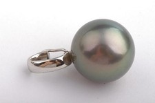Anhänger Tahiti Perle 14mm Durchmesser 750 Weiß Gold 18 Karat Neu! .