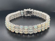 *SCHMUCKJAGD* ARMBAND AUS 925/- SILBER RHODINIERT MIT ÄTHIOPISCHEM OPAL