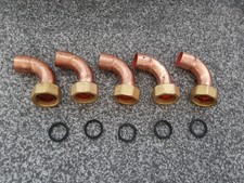 5x Gas Kupfer Rohrbeschläge - 3/4" bis 22MM Ellbogen mit Unterlegscheiben - BS746 