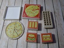 Sindy Puppe Futter Komplett Pizza, Fischfinger, Burger, Kuchen Eiswürfel Tablett