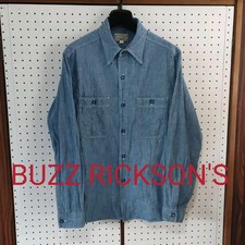 Buzz Rickson's Blue Chambray-Arbeitshemd Männer br25995 15-15 1/2 gebraucht aus Japan