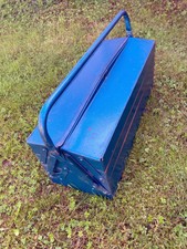 Werkzeugkasten Stahlblech 58x20x 20cm, Blau-Metallic, Ausklappbare Fächer.