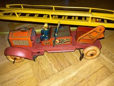 Blechspielzeug FEUERWEHR Fahrzeug mit Figuren Litho Lehmann oder Distler