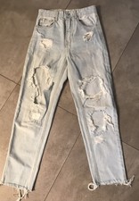 Jeans Hose Gr. xxs 32 Mom Stradivarius hellblau destroyed Risse