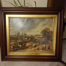 Ölgemälde,Öldruck auf Leinwand mit Holzrahmen (Auf dem Feld) 73,5x63 cm 