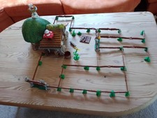 großes Peyo Bully Schlumpfhaus Schlümpfe Haus Zäune Blumen, keine Figuren