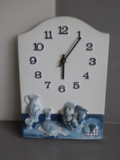 Wanduhr im Landhaus Design in blau Küchenuhr Mediterran 