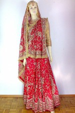 Indisch. Rock Luxus LEHENGA u. Schleier  Glamour Vintage HOCHZEITS-SET SELTEN !!