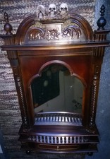 Garderobe Spiegel Holz dunkel Retro Gothic Totenköpfe 100x55x13 6Kg