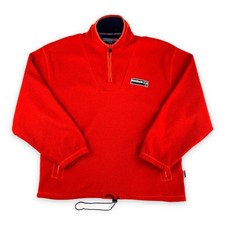 Vintage Reebok Pullover Vlies 90er Jahre Viertel Reißverschluss orange groß