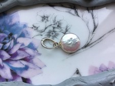 TOP Grade Süßwasser Münze Perle Anhänger, Sterling Silber 925