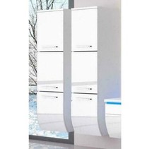 2x Seitenschrank Hochschrank Badmöbel Glanz Badschrank Weiß  110 cm