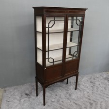 Englische Vitrine Windsor Schrank Vitrinenschrank Mahagoni Antik um 1890