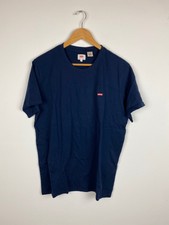 #VINTAGE# LEVI's Original Basic T-Shirt Design Logo gestickt Mode, L, blau navy