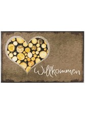 Fußmatte Herz-Zeichen gemustert rechteckig Braun-Gold Polyamid Gummi 40x60 cm   