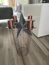 Adventskranz Metallkorb Kerzenständer Rosa Inklusive Kerzen Und Stern
