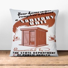 Vintage WPA poster Sanitär Einheit 1 x weiche Kissen und Decke Bett Überwurf Kissen